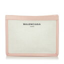 バレンシアガ キャンバス クラッチバッグ セカンドバッグ 410119 アイボリー キャンバス レザー レディース BALENCIAGA 【中古】