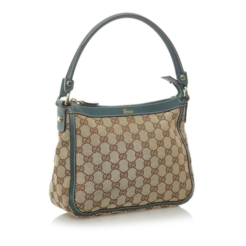 グッチ GGキャンバス ワンショルダーバッグ ハンドバッグ 146244 ブラウン グリーン キャンバス レザー レディース GUCCI 【中古】