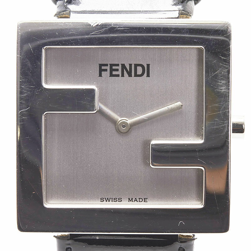 フェンディ FFロゴ 腕時計 024-4000L クオーツ シルバー文字盤 ステンレススチール レザー レディース FENDI 【中古】
