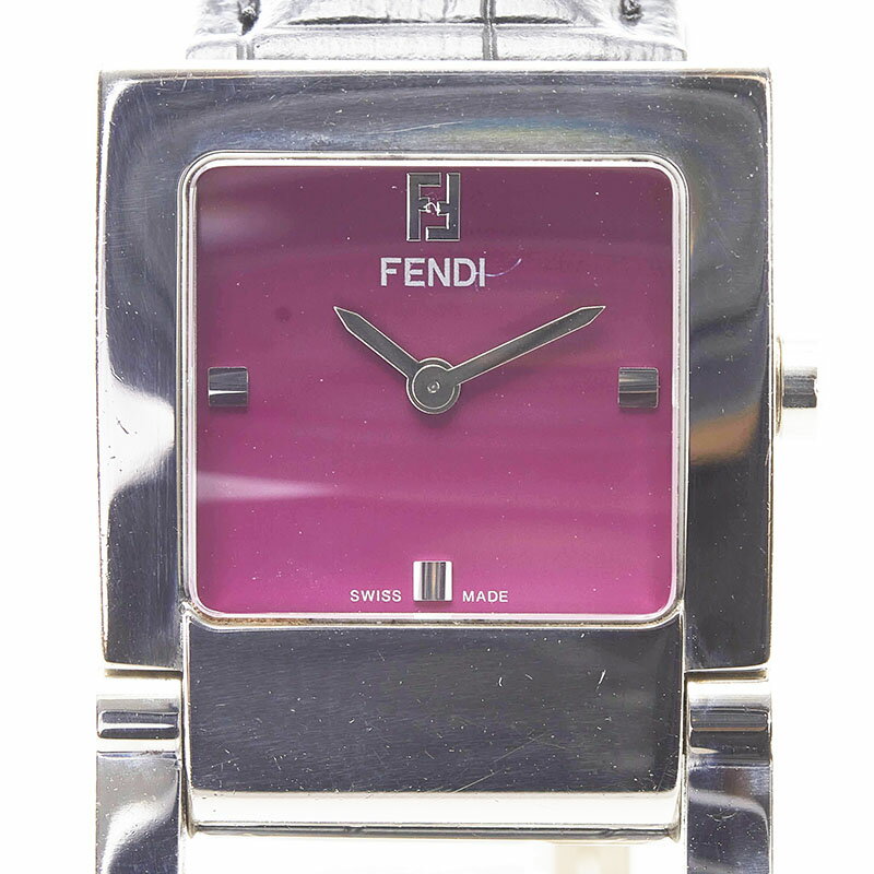 フェンディ ベルト（社外品） 腕時計 5200G クオーツ パープル文字盤 ステンレススチール レザー レディース FENDI 【中古】