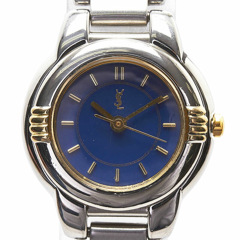 サンローラン 腕時計 5930-F91474 クオーツ ブルー文字盤 ステンレススチール レディース SAINT LAURENT 【中古】