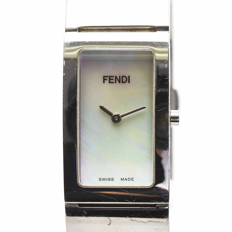 フェンディ バングルウォッチ 腕時計 3250L クオーツ シェル文字盤 ステンレススチール ラバー レディース FENDI 【中古】