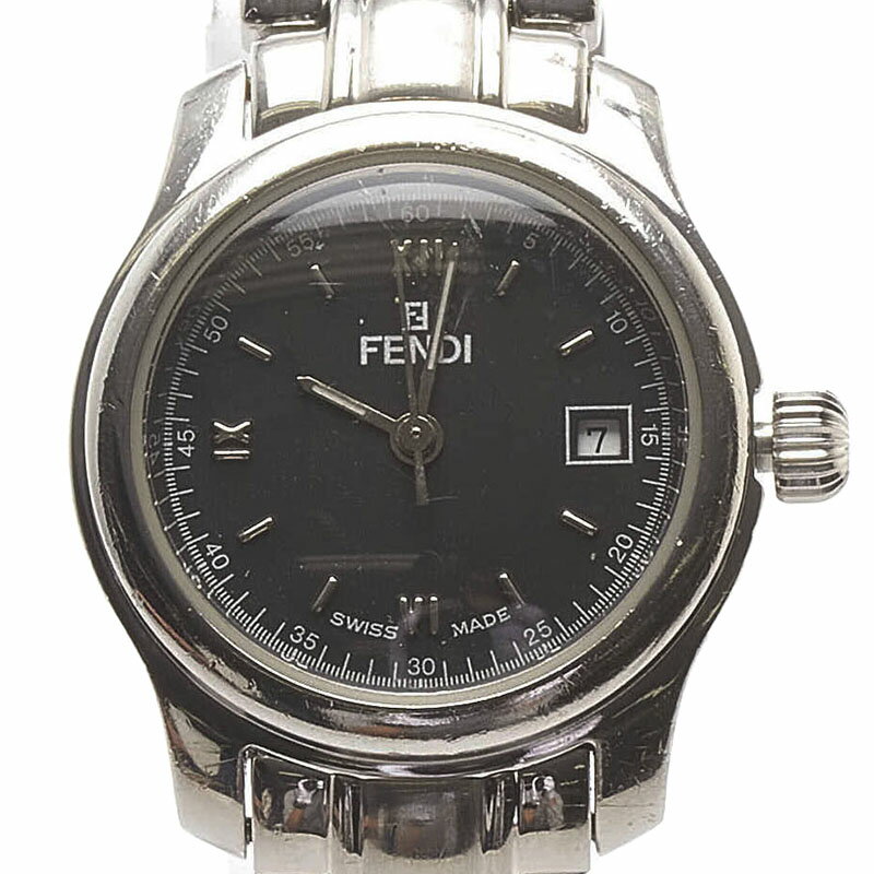 フェンディ 腕時計 210L クオーツ ブラック文字盤 ステンレススチール レディース FENDI 【中古】