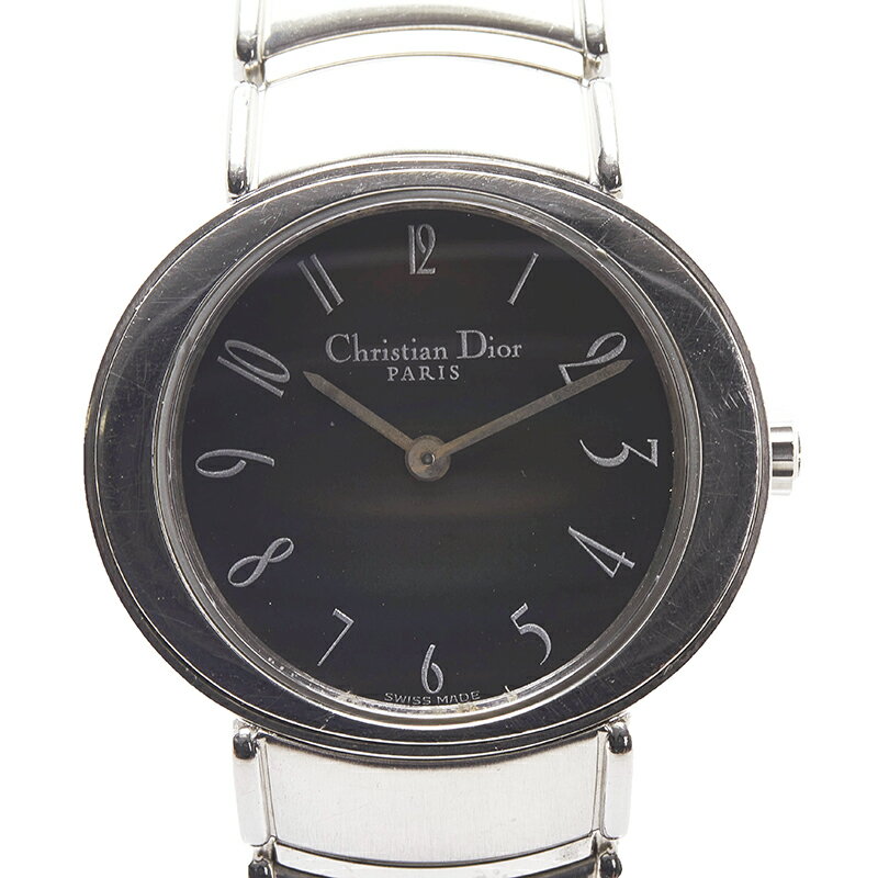 ディオール 腕時計 D76-100 クオーツ ブラック文字盤 ステンレススチール レディース Dior 【中古】