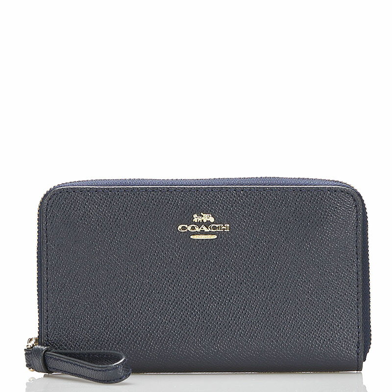 コーチ ラウンドファスナー 二つ折り財布 F58053 ネイビー レザー レディース COACH 【中古】のサムネイル