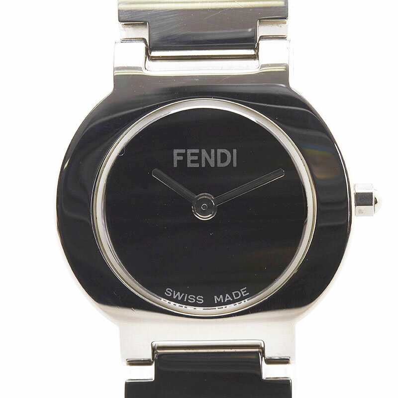 フェンディ オロロジ 腕時計 3050L クオーツ ブラック文字盤 ステンレススチール レディース FENDI 【中古】