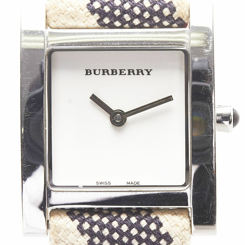 バーバリー ノバチェック 腕時計 BU4305 クオーツ ホワイト文字盤 ステンレス キャンバス レザー レディース BURBERRY 【中古】