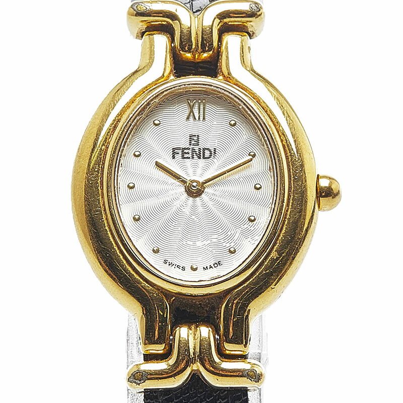 フェンディ カメレオン 腕時計 640L クオーツ ホワイト文字盤 レザー メッキ レディース FENDI 【中古】