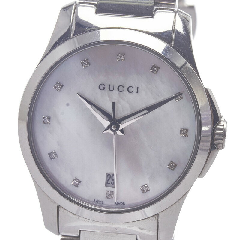 グッチ Gタイムレス 腕時計 YA126535 クオーツ ホワイト文字盤 ステンレススチール レディース GUCCI 【中古】