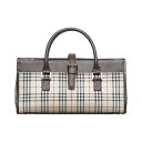 バーバリー ノバチェック ハンドバッグ ベージュ ブラウン キャンバス レザー レディース BURBERRY 【中古】