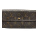 ルイ ヴィトン モノグラム ポシェット ポルト モネ クレディ 長財布 M61725 ブラウン PVC レザー レディース LOUIS VUITTON 【中古】