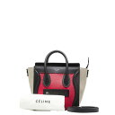 セリーヌ ラゲージ ナノショッパー ハンドバッグ ショルダーバッグ 2WAY トリコロール レッド グレー レザー レディース CELINE 【中古】