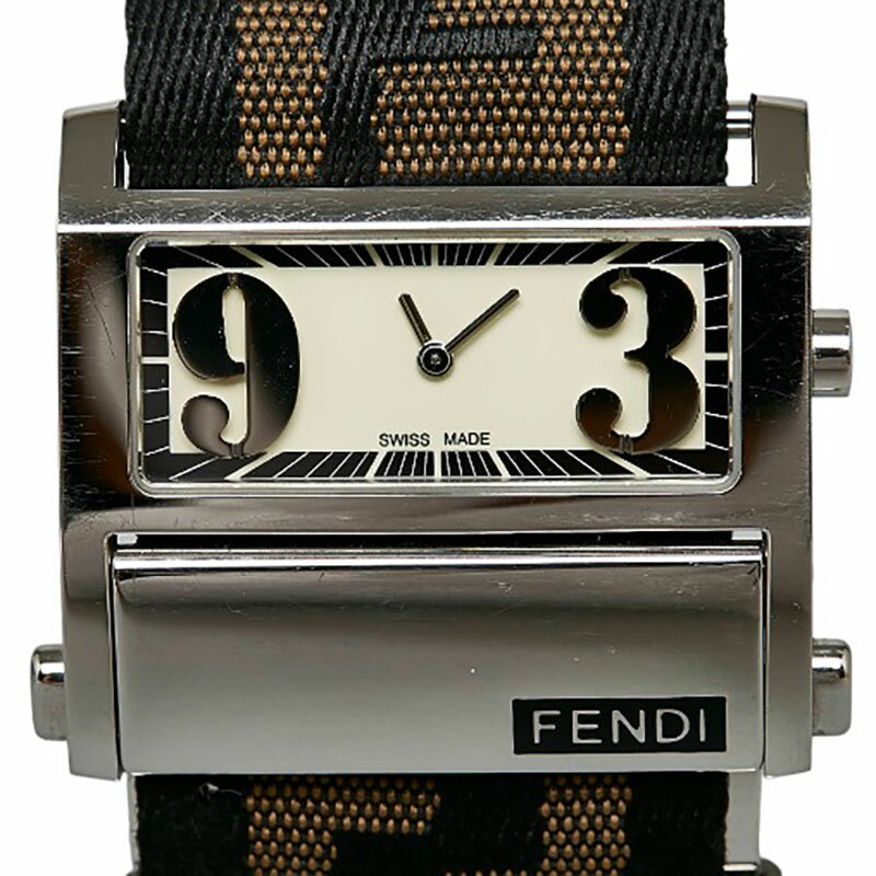 フェンディ ズッカ 腕時計 1120L クオーツ ホワイト文字盤 ステンレス レディース FENDI 【中古】