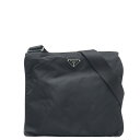 プラダ 三角ロゴプレート 斜め掛け ショルダーバッグ ブラック ナイロン レディース PRADA 【中古】