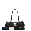 プラダ バッファロー シルバー金具 ハンドバッグ ショルダーバッグ BR2371 ブラック ナイロン レザー レディース PRADA 【中古】