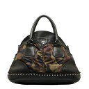 プラダ スタッズ カモフラージュ 迷彩 ハンドバッグ BL0688 カーキ レザー ナイロン レディース PRADA 【中古】