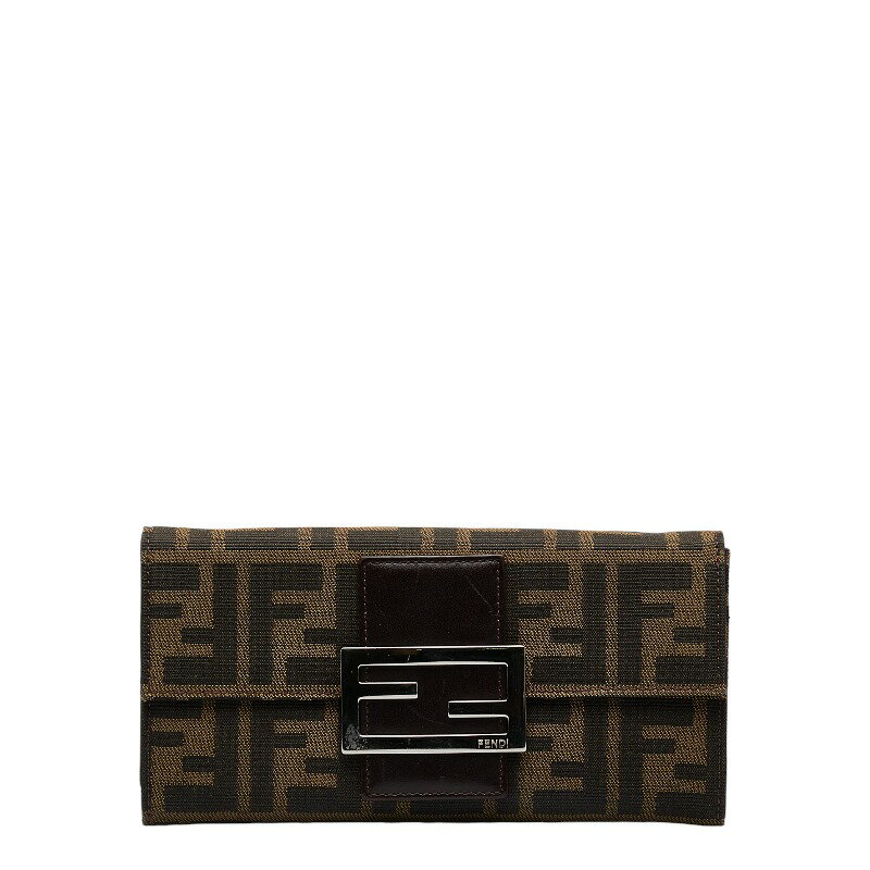 フェンディ ズッカ 長財布 2304-31097 ブラウン キャンバス レザー レディース FENDI 【中古】