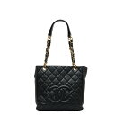 シャネル デカココマーク チェーン トートバッグ ハンドバッグ ブラック キャビアスキン レディース CHANEL 【中古】