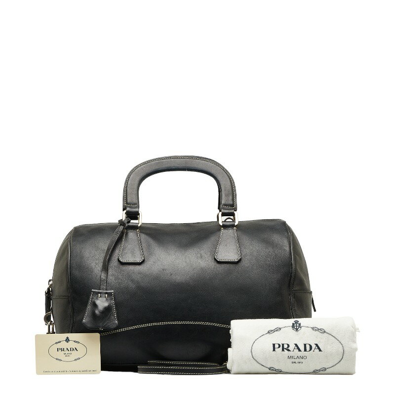 プラダ ミニボストンバッグ ショルダーバッグ 2WAY B11074 ブラック レザー レディース PRADA 【中古】