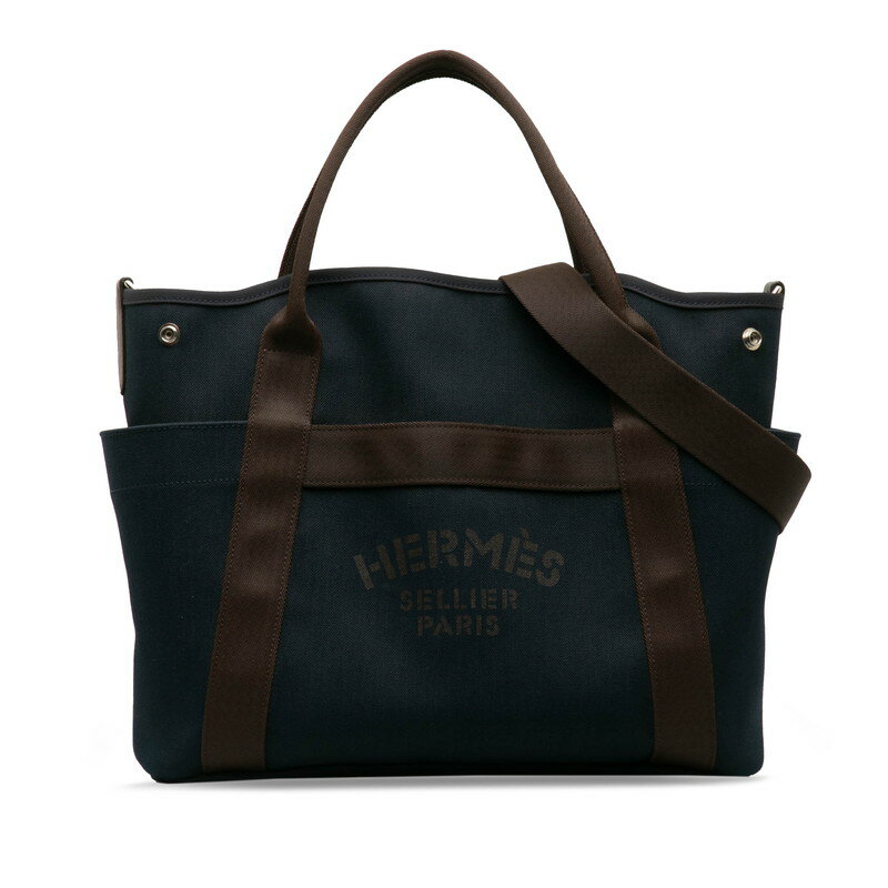 エルメス サックドパンサージュ グルーム トートバッグ ショルダーバッグ 2WAY ネイビー ブラウン キャンバス レザー レディース HERMES 【中古】のサムネイル