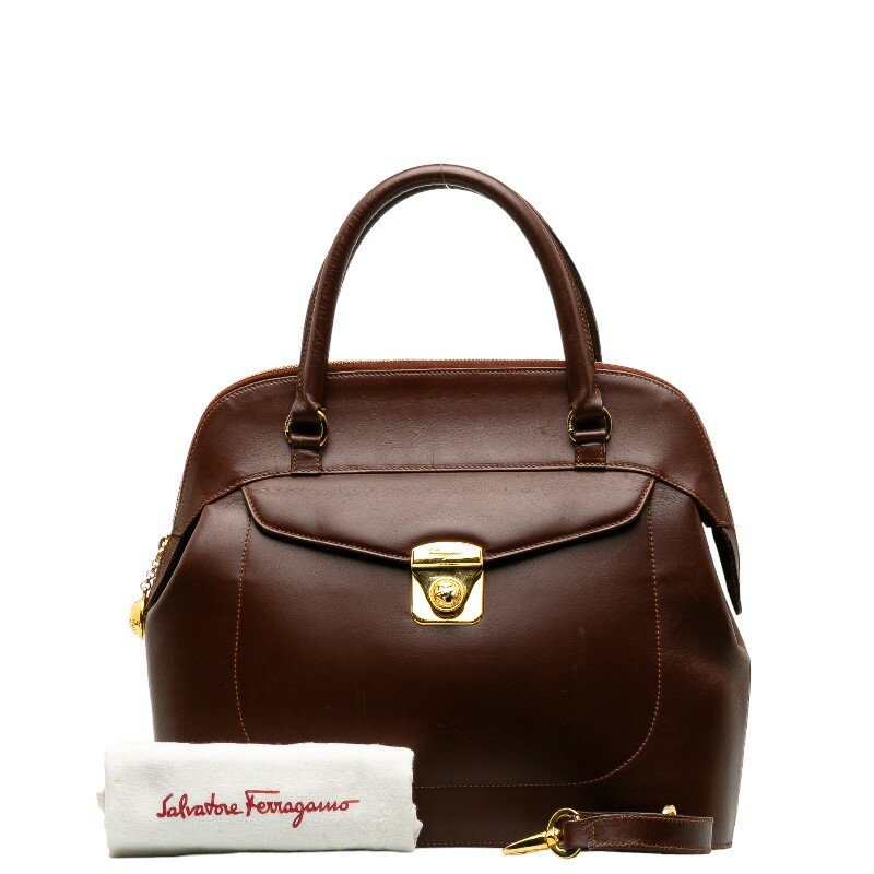 サルヴァトーレフェラガモ ハンドバッグ ショルダーバッグ 2WAY DO-21 5734 ワインレッド レザー レディース Salvatore Ferragamo 