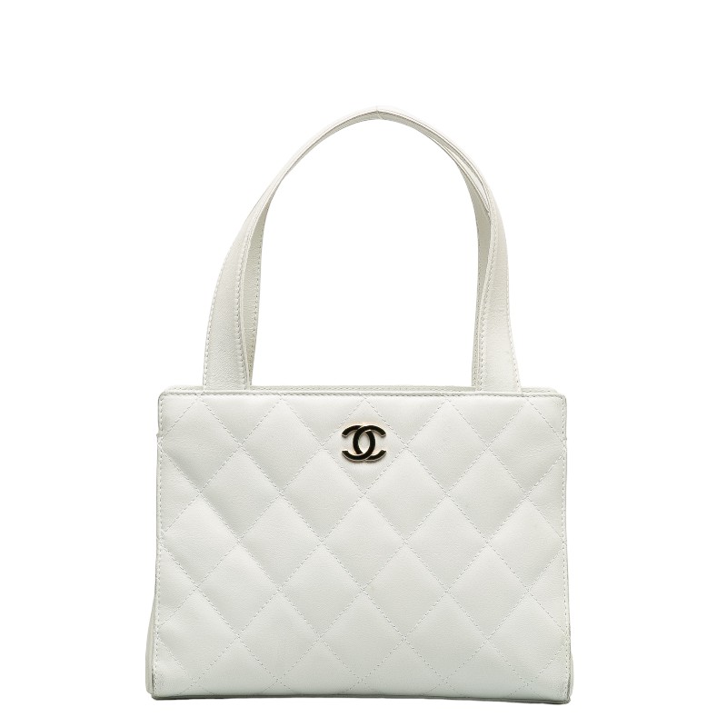 シャネル マトラッセ ココマーク ハンドバッグ トートバッグ ホワイト ラムスキン レディース CHANEL 【中古】