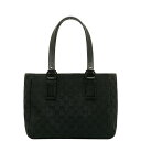 グッチ GGキャンバス トートバッグ ショルダーバッグ 113019 ブラック キャンバス レザー レディース GUCCI 【中古】