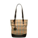 バーバリー ノバチェック シャドーホース ハンドバッグ ベージュ ブラウン キャンバス レザー レディース BURBERRY 【中古】