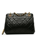 シャネル マトラッセ ココマーク ミニ チェーントートバッグ ブラック キャビアスキン レディース CHANEL 【中古】