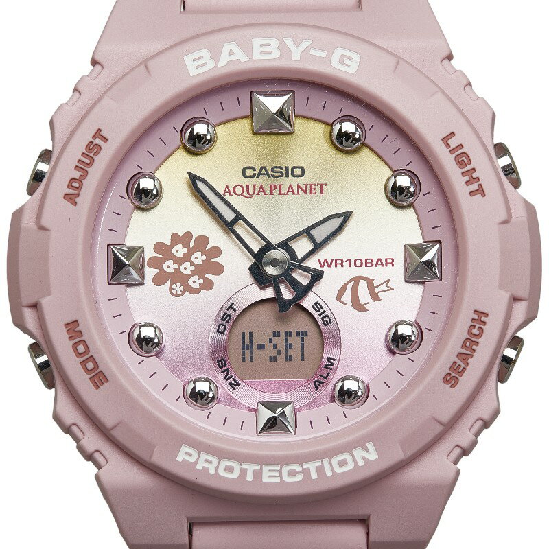 カシオ Baby G ×アクアプラネット Love The Sea And The Earth 腕時計 BGA 320AQ 4AJR クオーツ ピンク文字盤 ラバー レディース CASIO 【中古】