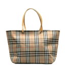 バーバリー ノバチェック ハンドバッグ ベージュ マルチカラー キャンバス レザー レディース BURBERRY 【中古】