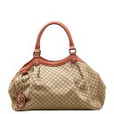 グッチ ディアマンテ スーキー ハンドバッグ トートバッグ 211944 ベージュ ピンク キャンバス レザー レディース GUCCI 