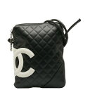 シャネル カンボンライン キルティング 斜め掛け ショルダーバッグ ブラック レザー レディース CHANEL 【中古】