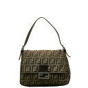 フェンディ ズッカ マンマバケット ワンショルダーバッグ ブラウン キャンバス レザー レディース FENDI 【中古】