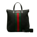 グッチ シェリーライン トートバッグ ショルダーバッグ 2WAY 619751 ブラック マルチカラー キャンバス レザー レディース GUCCI 【中古】