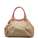 グッチ ディアマンテ スーキー ハンドバッグ トートバッグ 211944 ベージュ ピンク キャンバス レザー レディース GUCCI 【中古】