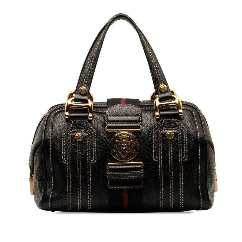 グッチ ヒステリア ゴールド金具 ハンドバッグ ボストンバッグ 186235　 ブラック レザー レディース GUCCI 【中古】