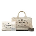 プラダ カナパM ハンドバッグ ショルダーバッグ 2WAY ホワイト キャンバス レディース PRADA 【中古】