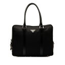 プラダ 三角ロゴプレート ハンドバッグ トートバッグ ブラック ナイロン レザー レディース PRADA 【中古】