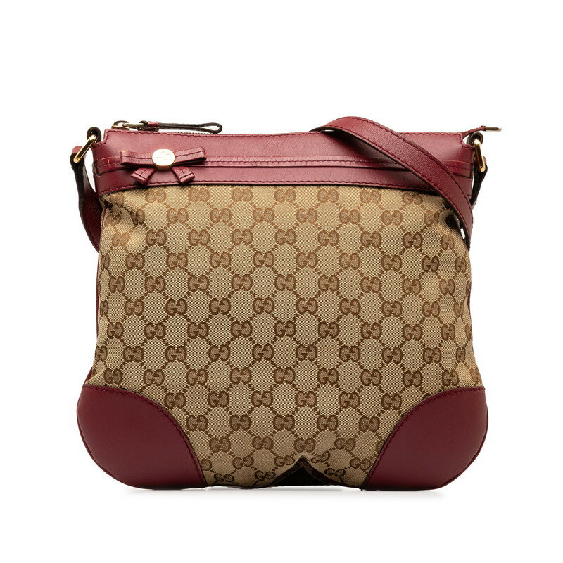 グッチ GGキャンバス プリンシー 斜め掛け ショルダーバッグ 257065 ベージュ ワインレッド レザー キャンバス レディース GUCCI 【中古】