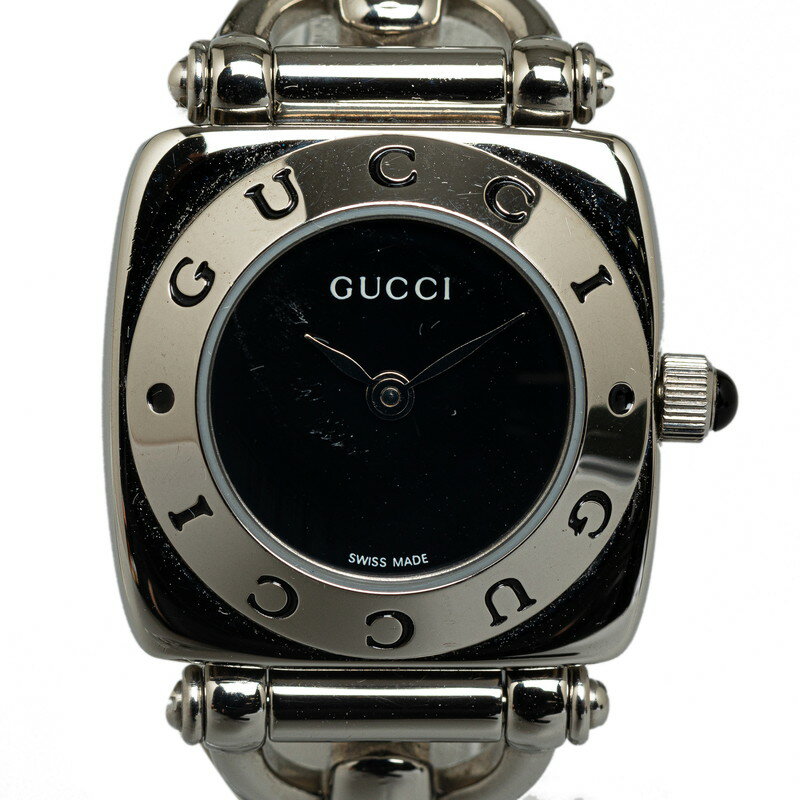 グッチ ホースビット 腕時計 6400L クオーツ ブラック文字盤 ステンレススチール レディース GUCCI 【中古】