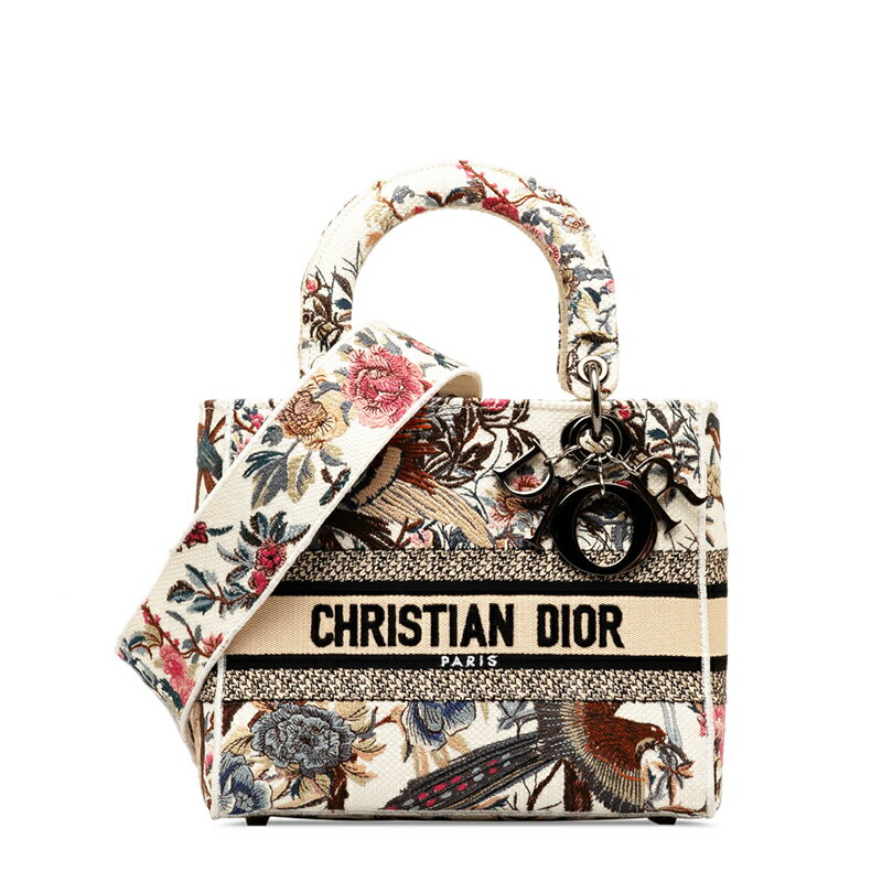 ディオール レディーディオール ディーライト D-LITE ジャルダン ボタニーク ハンドバッグ ショルダーバッグ 2WAY ホワイト ジャガード レディース Dior 【中古】