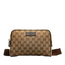 グッチ GGキャンバス ボディバッグ ウエストバッグ 449174 ベージュ ブラウン キャンバス レザー レディース GUCCI 【中古】