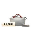 フェンディ バイザウェイ ミニ ハンドバッグ ショルダーバッグ 2WAY 8BL135 グレー レッド レザー レディース FENDI 【中古】