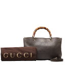 グッチ バンブー ハンドバッグ ショルダーバッグ 2WAY グレー レザー レディース GUCCI 【中古】