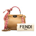 フェンディ ミニピーカブー リボン ハンドバッグ ショルダーバッグ 2WAY 8BN244 ベージュ ピンク レザー レディース FENDI 【中古】