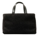 プラダ ハンドバッグ B8385 グレー ブラック ウール レザー レディース PRADA 【中古】