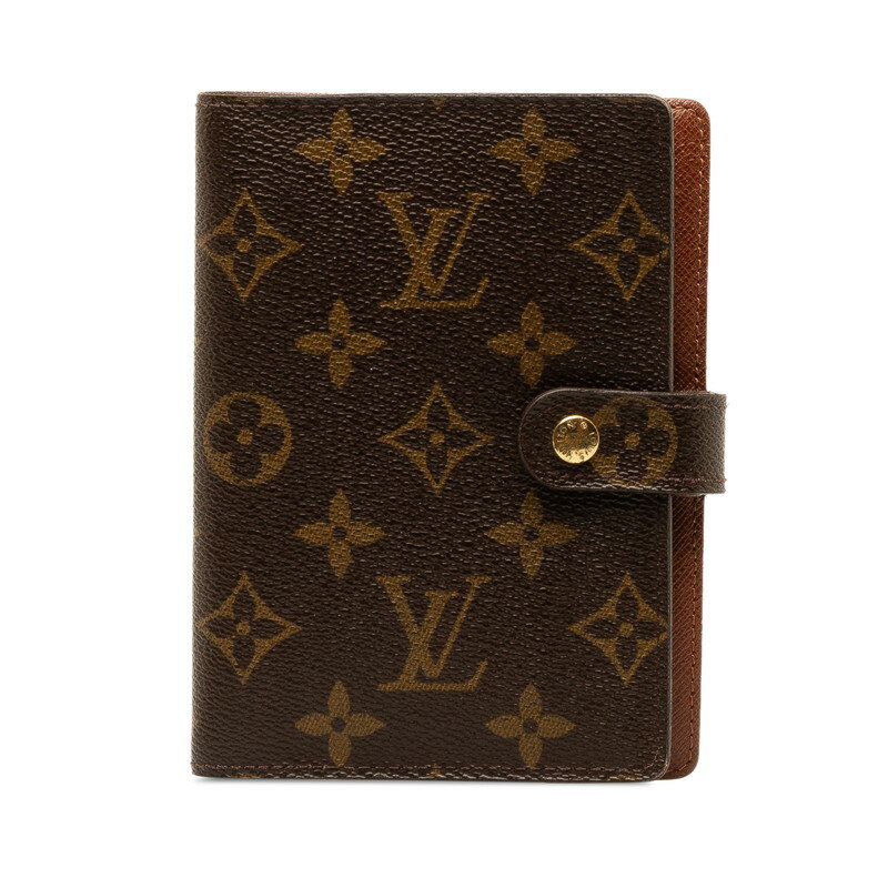 ルイ ヴィトン モノグラム アジェンダPM 手帳カバー バインダー R20005 ブラウン PVC レザー レディース LOUIS VUITTON 【中古】