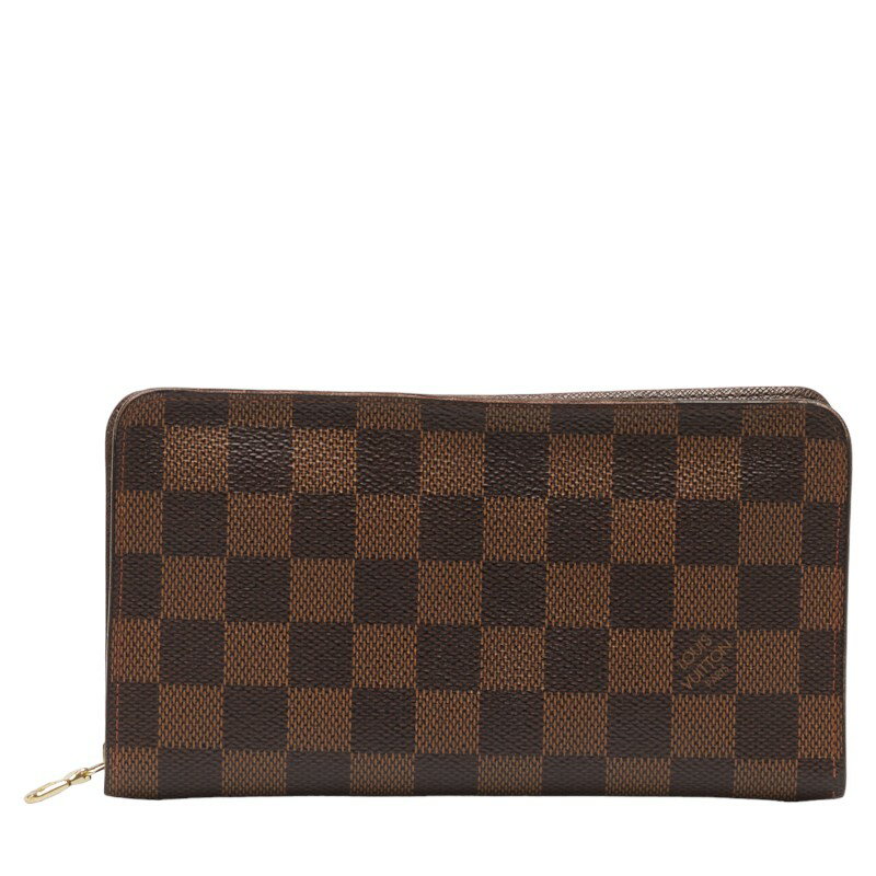 ルイ ヴィトン ダミエ ポルトモネ ジップ 長財布 ラウンドファスナー N61728 ブラウン PVC レディース LOUIS VUITTON 【中古】