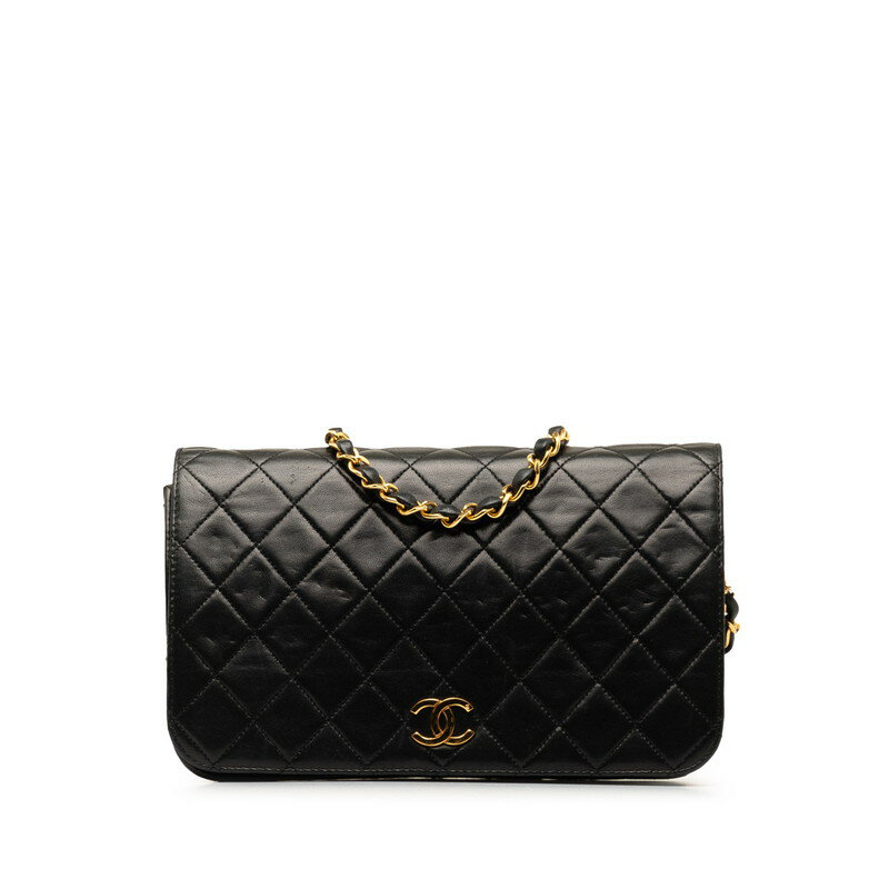 シャネル マトラッセ ココマーク プッシュロック チェーン ショルダーバッグ ブラック ラムスキン レディース CHANEL 【中古】